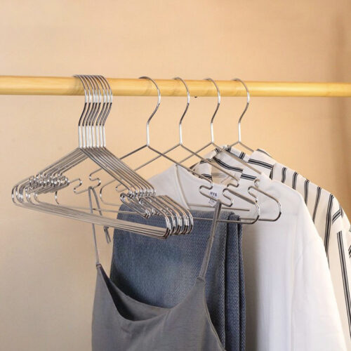 Black coated metal hangers for apparel storage