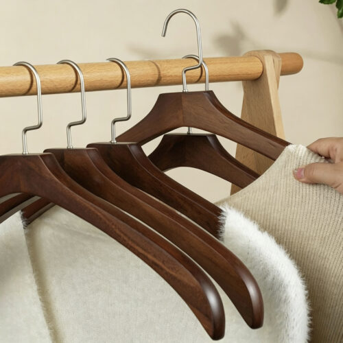 Black wooden hangers for brand garment packaging