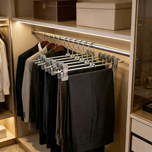 Bulk pant hangers packed for export shipment