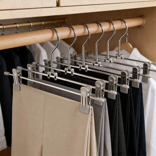 Clip hanger detail for trousers skirts and jeans