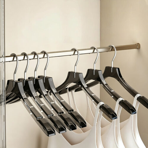 Custom color hangers for fashion merchandising