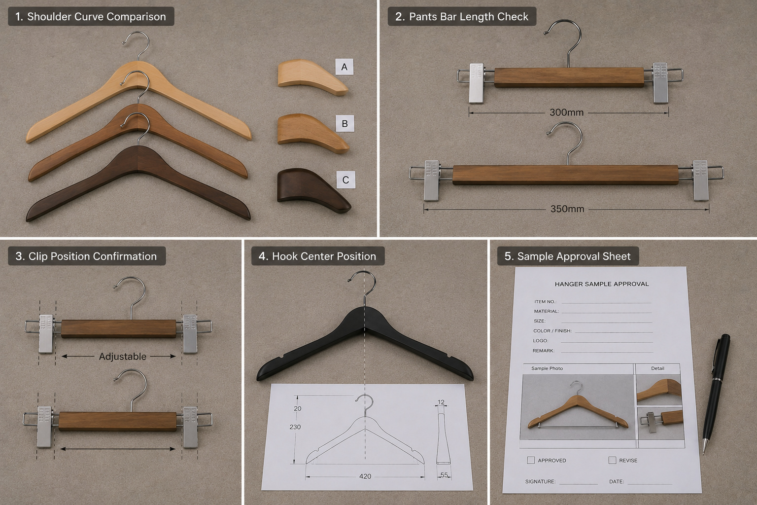 Custom hanger shape approval with size and structure checks