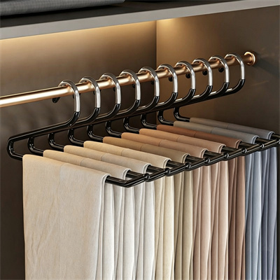 Pant hanger clip structure close-up for trousers and skirts