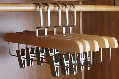 Pant hangers with clips for trousers and skirts